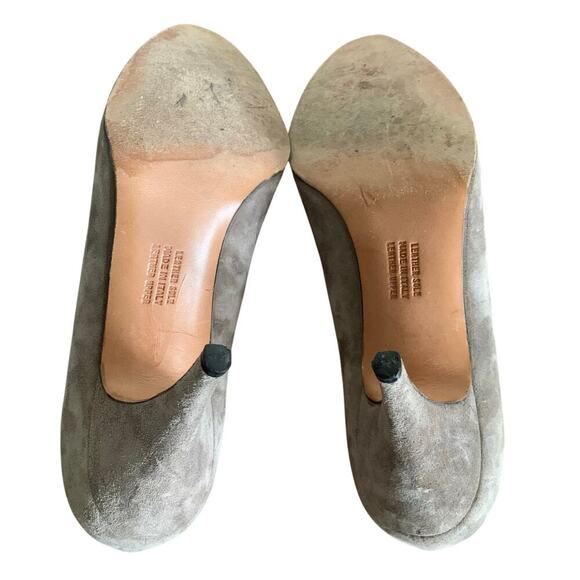 Salvatore Ferragamo Gray Leather Suede Cut Out Heels Size 7.5 B Luxury Old Money - Picture 7 of 12